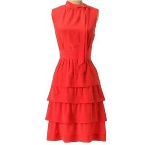 Women sz 8 Girls from Savoy Red Dress Ruffle 100% Silk Oska from Anthropologie